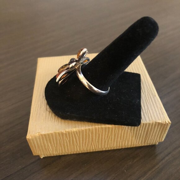 Sterling Silver  Ring with Multi Amber Stones - Picture 7 of 12